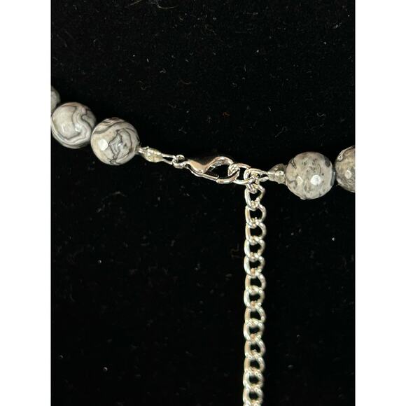 Handmade Gray Picasso Jasper Necklace, Adjustable, With a Silver Extender - Picture 6 of 6